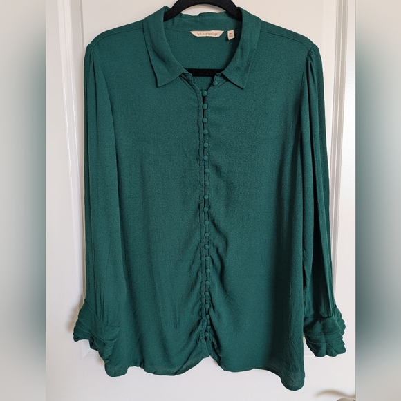 Soft Surroundings Poet Blouse Green Size Petite XL - Picture 1 of 6